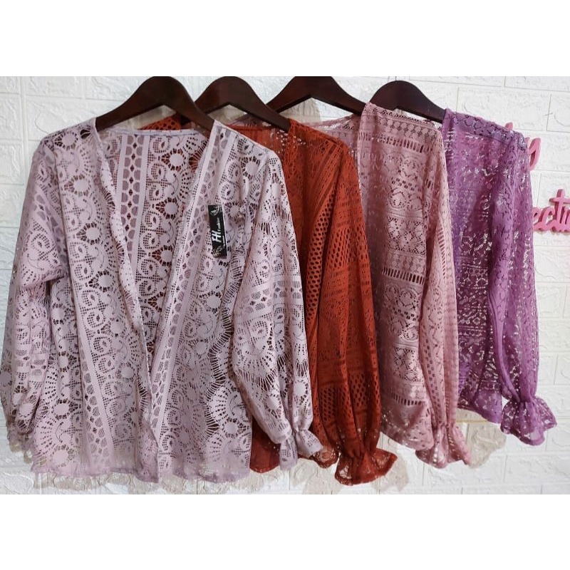 CARDIGAN PENDEK BRUKAT KERUT/OUTER BRUKAT PENDEK/OUTER WANITA JUMBO
