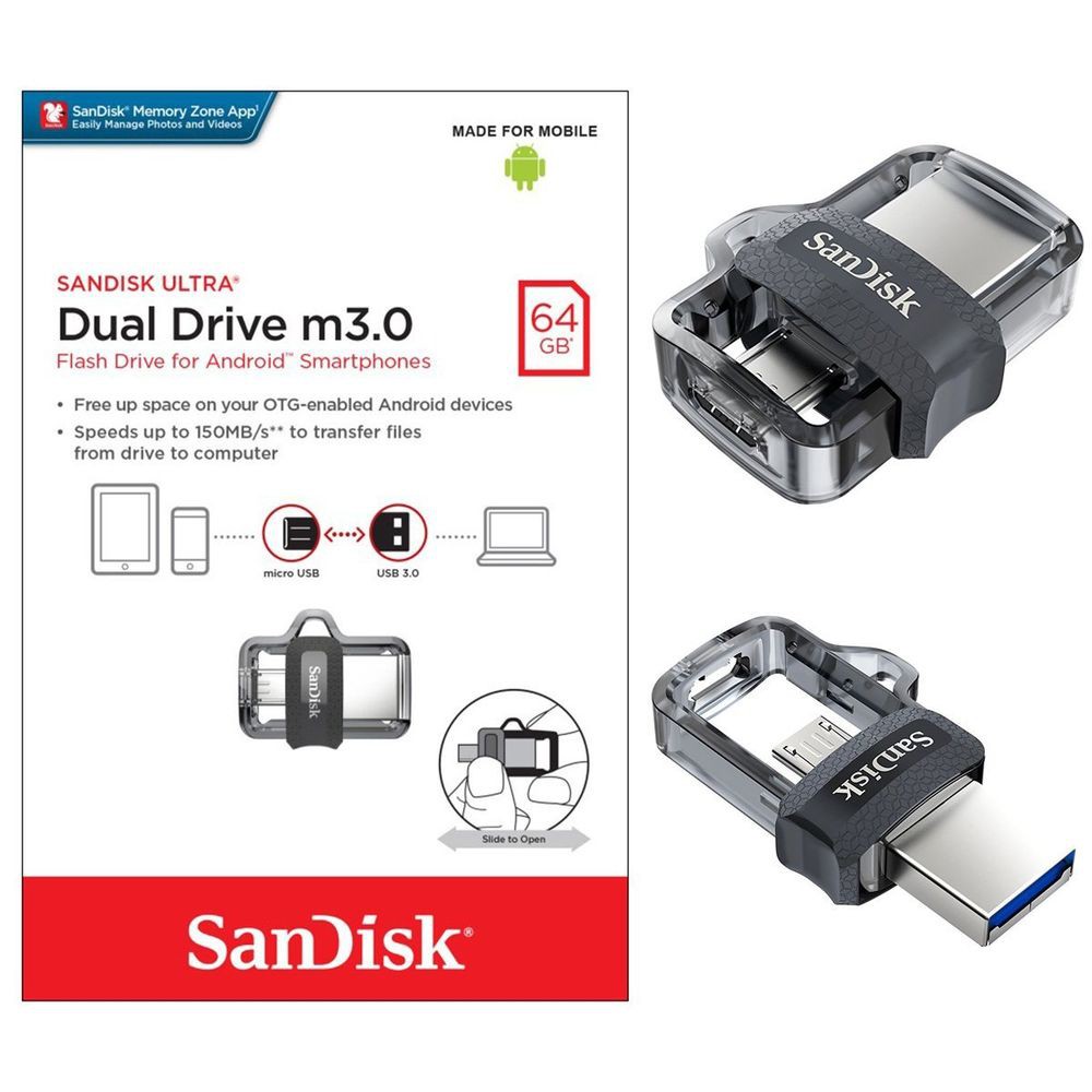 USB FLASDISK OTG SANDISK 64G ORIGINAL, FLASHDISK USB OTG 64GB ORIGINAL