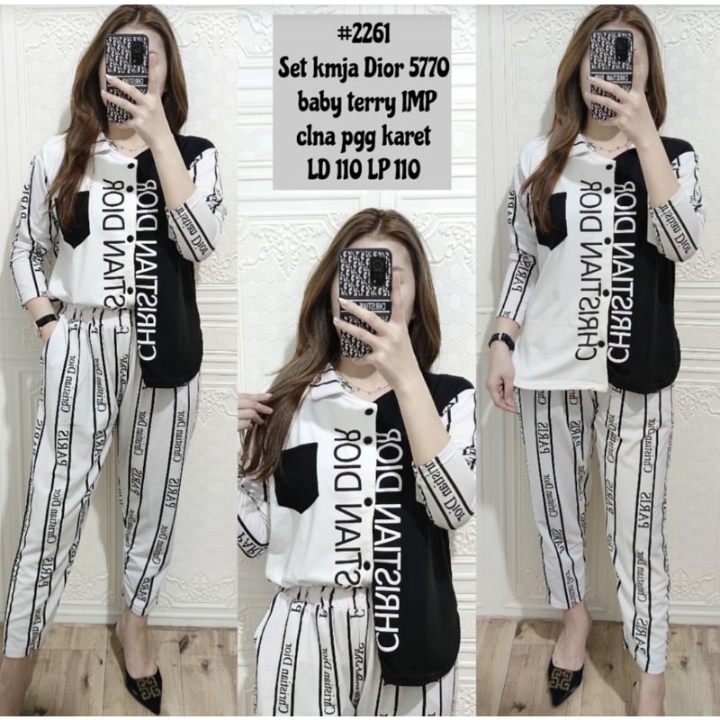 set kemeja wanita Dior import good quality
