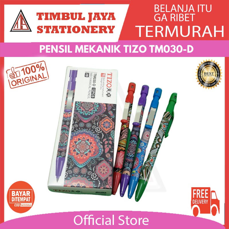 

Pensil mekanik / mechanical pencil batik tizo unik 2.0 mm TM-030D isi 12pcs
