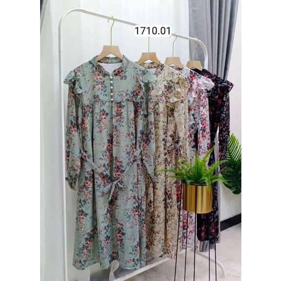 Tunik Ceruty Motif Bunga Dewasa Allsize Premium Baju wanita kekinian