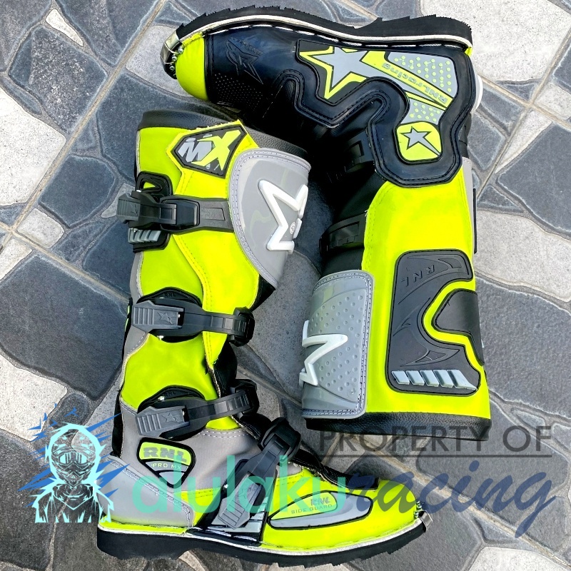 Sepatu Motocross RNL Racing Product Original MX Trail - Fluogreen Grey