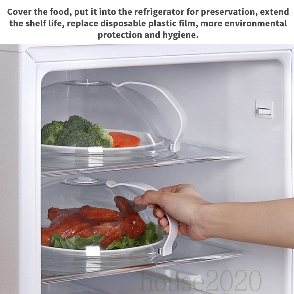 [house2020]Food Cover Microwave Oven Dish Plate PP Cover Transparent Anti-splash Cap with Color Random Handle