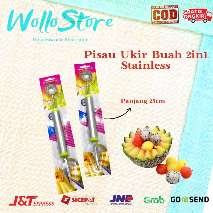 

UKIR-ALAT- PISAU UKIR BUAH 2 IN 1 STAINLESS -ALAT-UKIR.