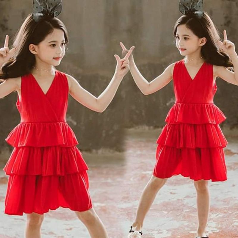 Dress Merah Anak Perempuan Callysta Rample