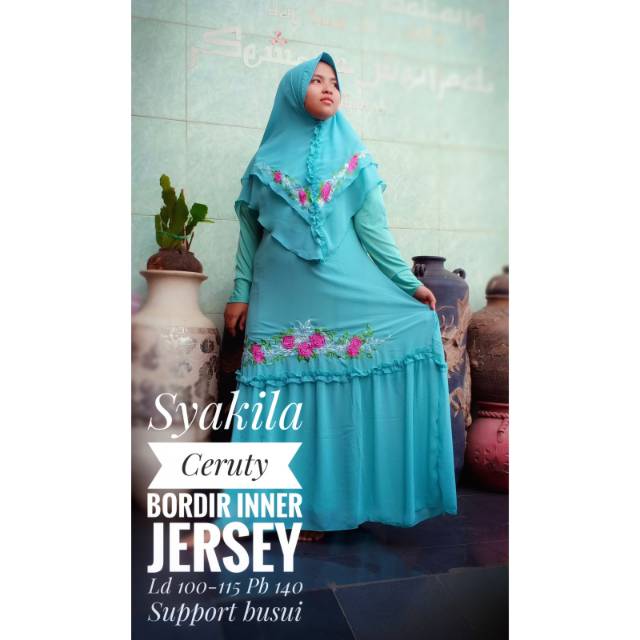 Set gamis syar'i baju muslim ceruty bordir