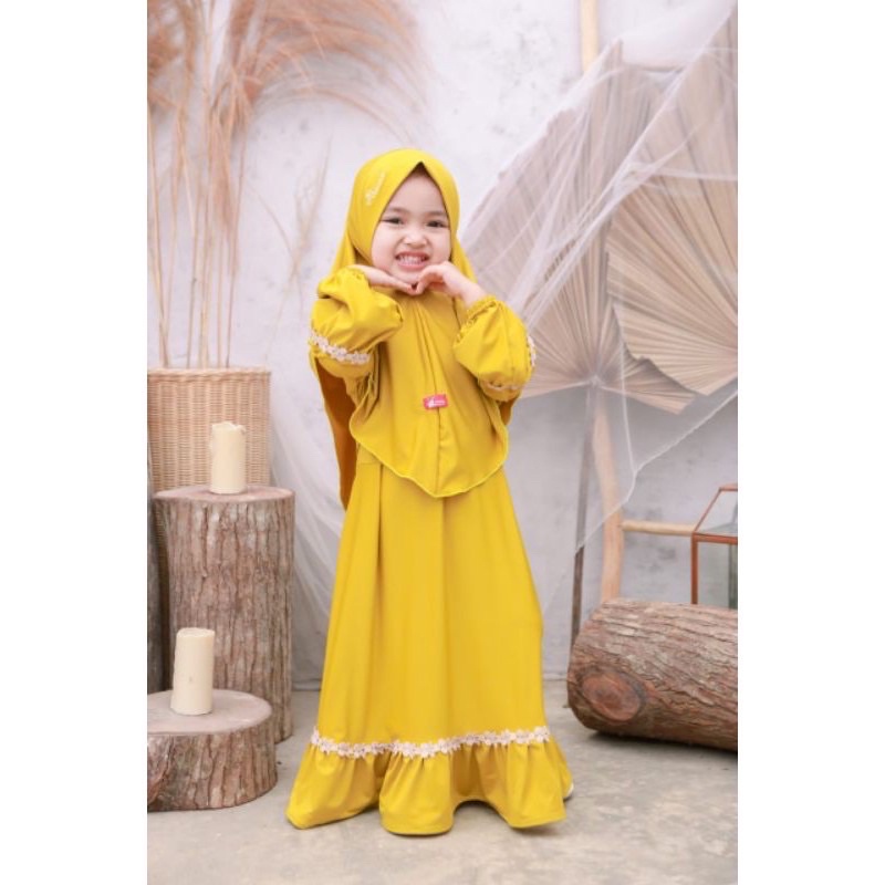 GAMIS ANAK JELITA/RENDA KUPU+JILBAB jersey  1-12thn