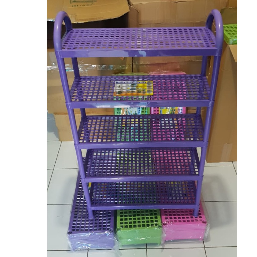 RAK SEPATU / RAK SANDAL PLASTIK KUAT KOKOH TEBAL 5 SUSUN