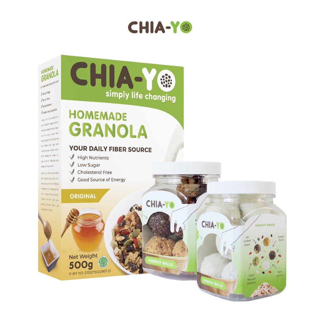 

Chiayo Healthy Kit Package : Granola Original 500gr + 2 Energy Ball Cup