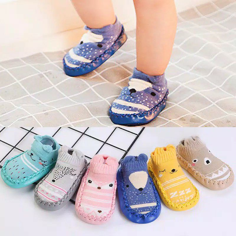 ~ PIYOSHI08 ~ Sepatu Bayi Prewalker Anti Slip Kaos Kaki Anak Import Motif Hewan Lucu MA75