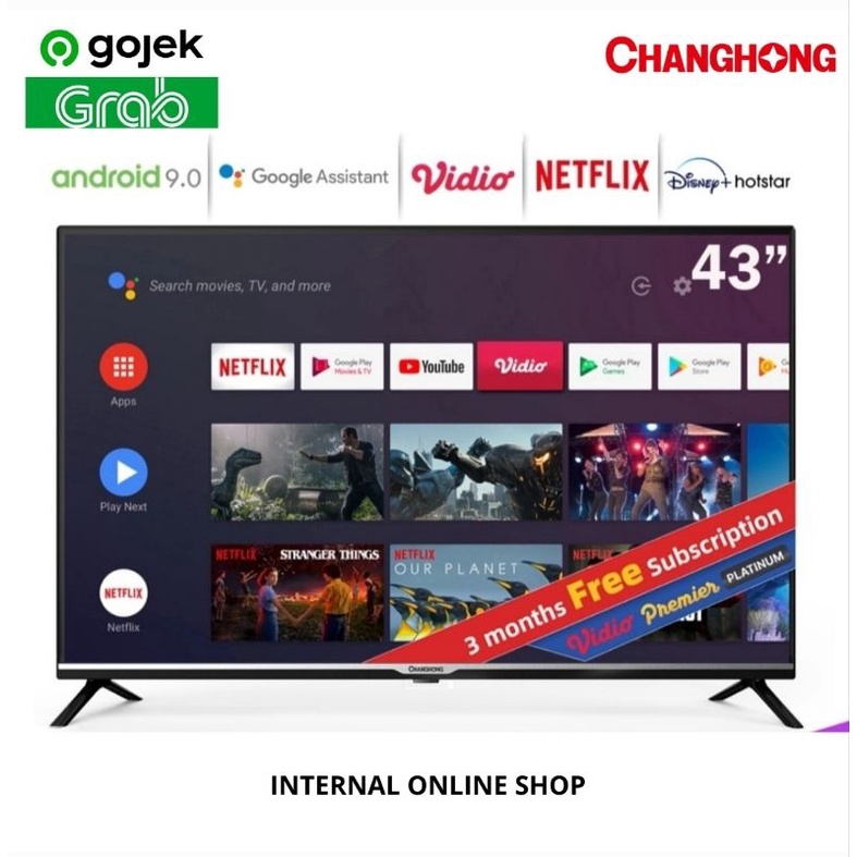 Changhong L43H4 Smart TV 43 Inch Android TV Digital TV Garansi Resmi