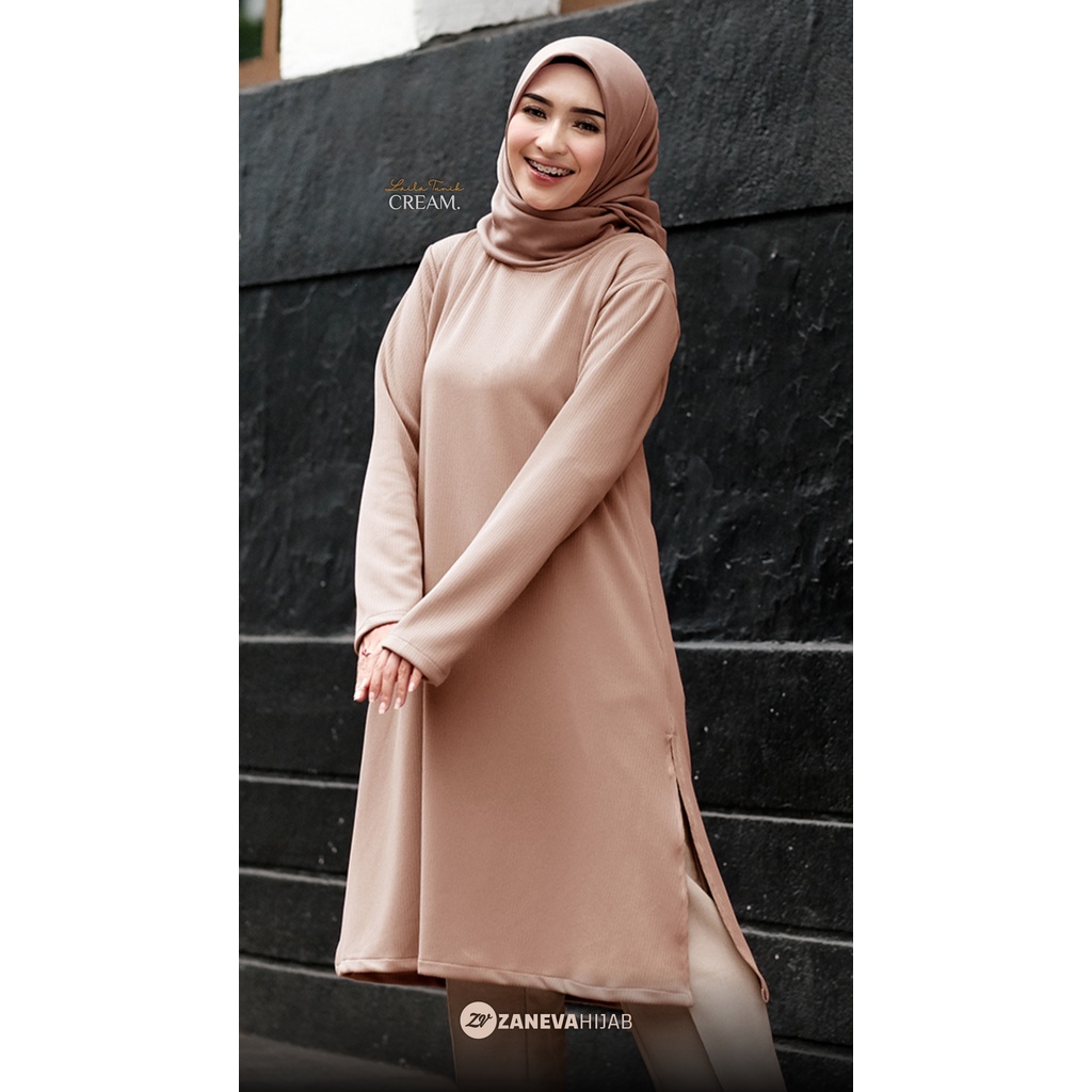 Laila Long Tunic l Knit Premium l Atasn Wanita