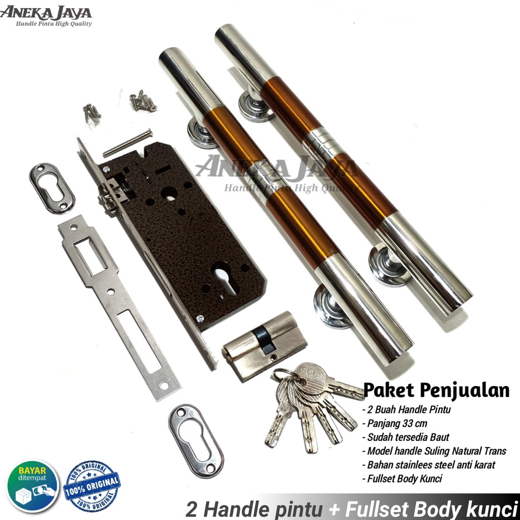 Satu set handle pintu rumah 33 cm murah minimalis tarikan pintu pull stainless gagang pintu kuning