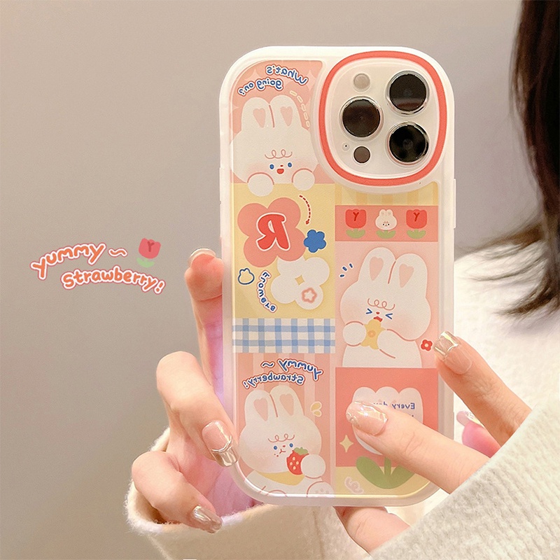 Soft Case TPU Transparan Anti Jatuh Motif Kartun Kelinci Untuk Iphone X / Xs Xr 11 12pro Max 13