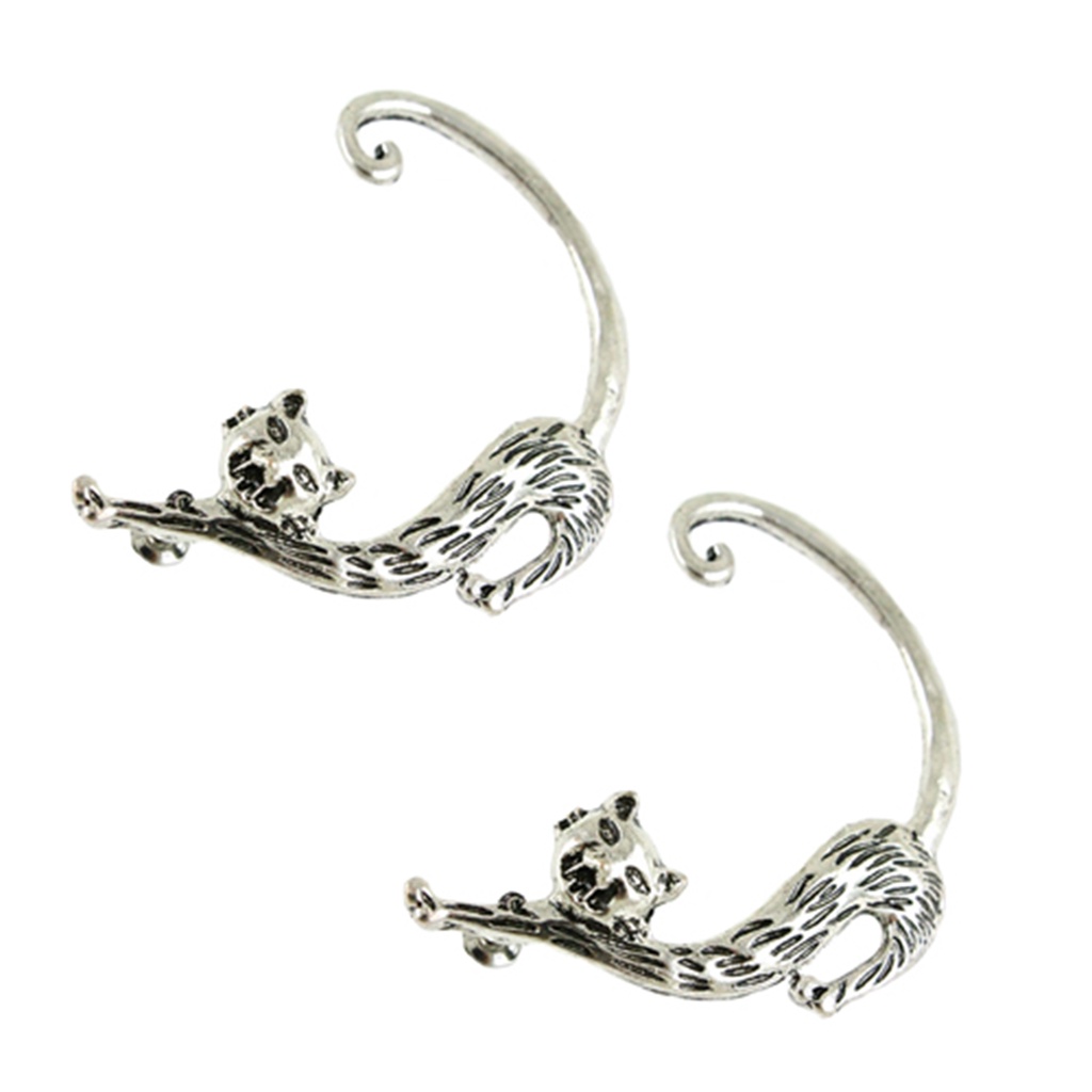 Hu Hu Hu Hu Hu Alat Bantu Pasang Kacamata♡ 1 Pasang Anting Tusuk Bentuk Kucing Gaya Vintage Punk Gothic Untuk Wanita