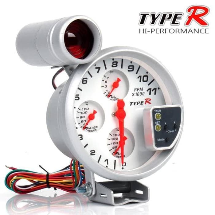 TACHOMETER TYPE R 4IN1 5 INCH INDIKATOR WATERTEMP OILTEMP OILPRESS MOBIL