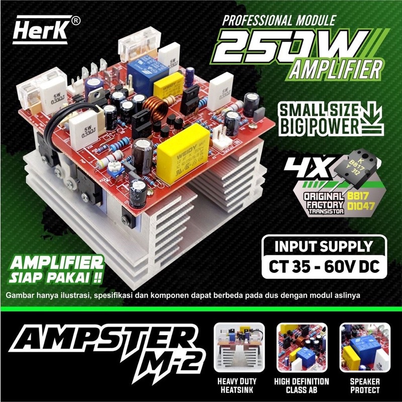 KIT POWER AMPLIFIER AMPSTER M2 M-2 M 2 250 WATT 250W HERK AUDIO AMPLI BGR ASLI POWER AKTIF