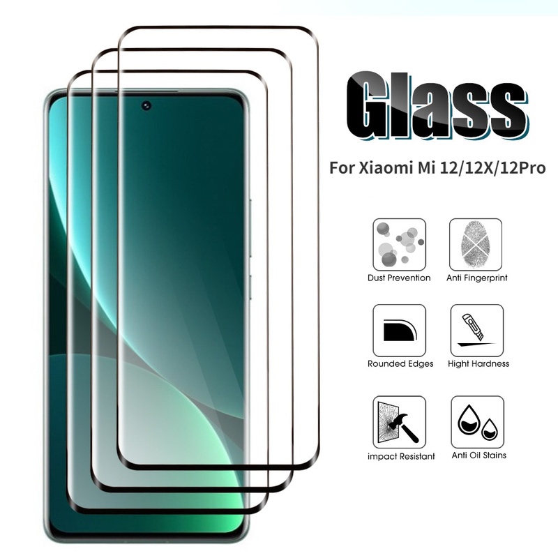 Pelindung Layar Tempered Glass Curved Full Cover Anti Gores / Sidik Jari Untuk Xiaomi 12Pro / 12 / 12X