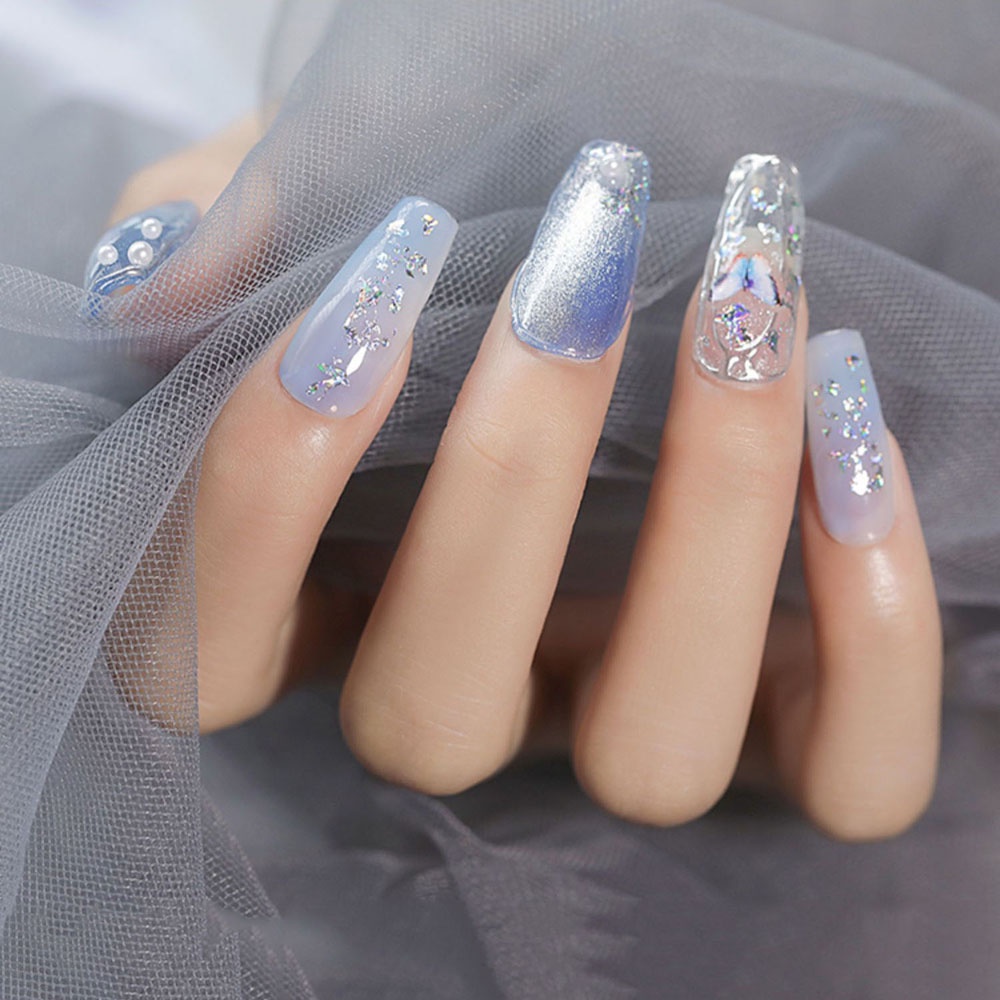 Mxbeauty Stiker Sequin Aluminum Foil Asimetris Ultra Tipis Multi Warna Emas / Silver 3d Dekorasi Nail Art Diy