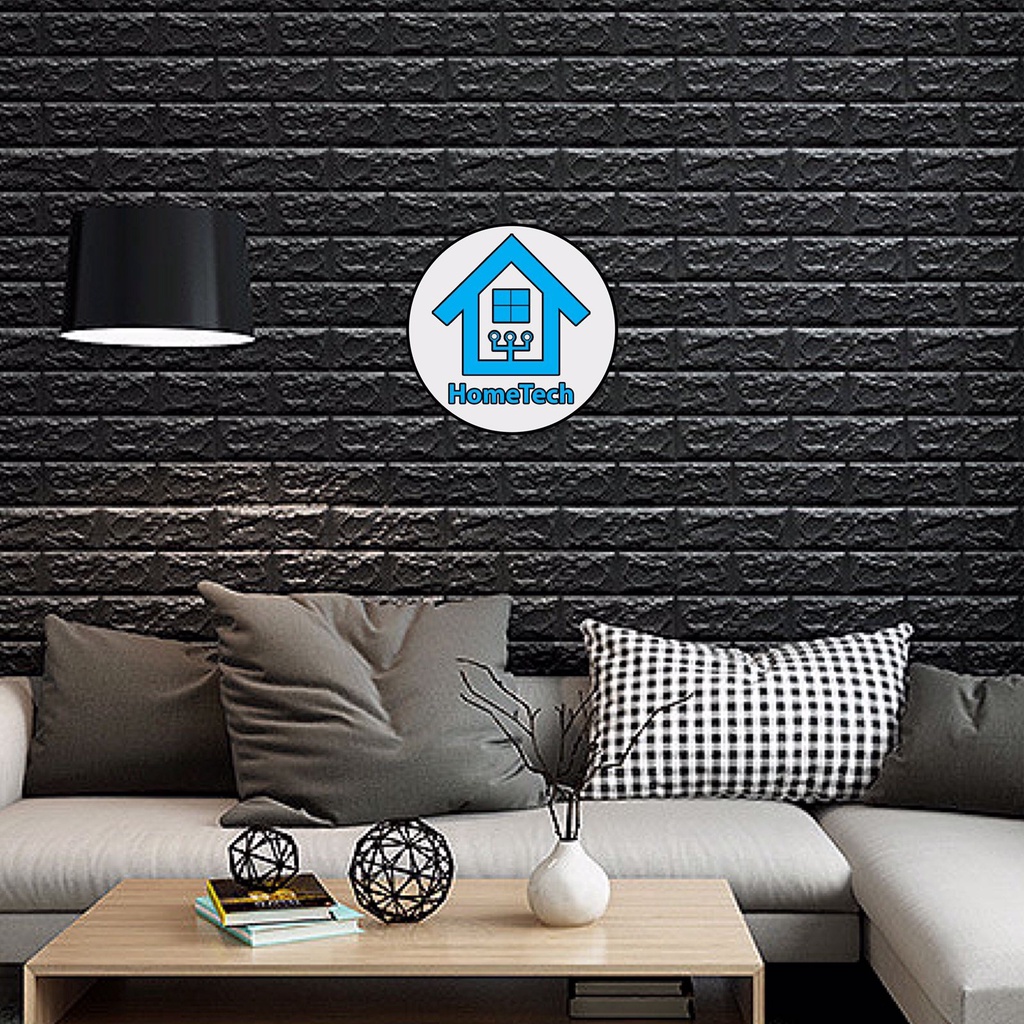 HT Wallpaper Sticker Foam Bata 3D Hitam Premium Wall Paper Stiker Dinding-1
