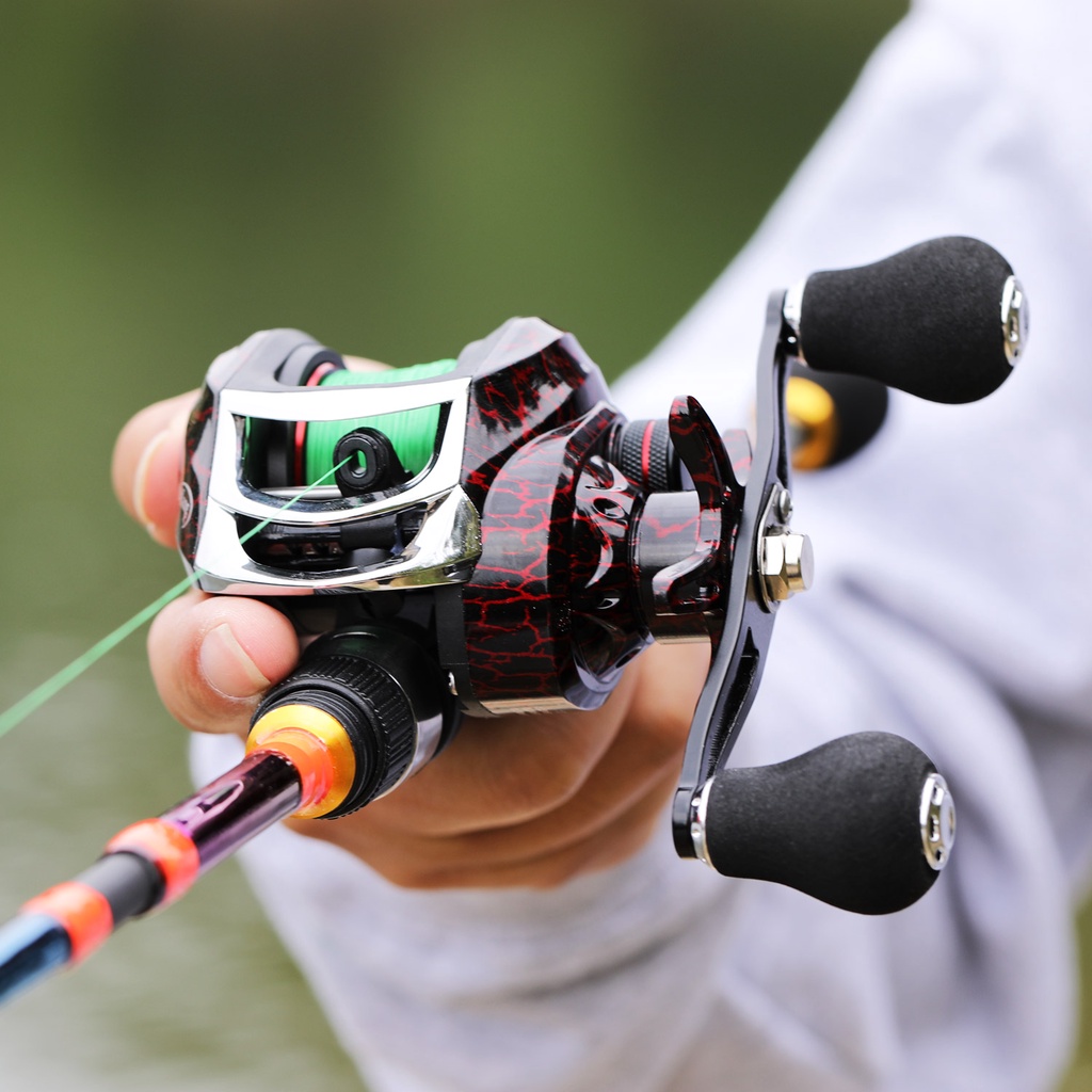 Baitcasting Reel 18+1BB 10kg Max Drag 7.2:1 tangan kiri gulungan pancing wire cup