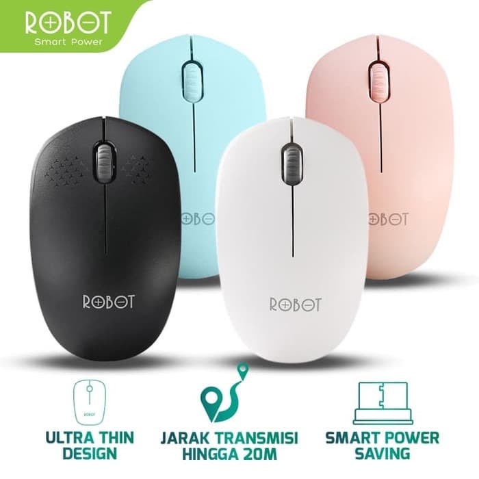 WIRELESS OPTICAL MOUSE ROBOT M210 USB ORIGINAL GARANSI RESMI 1 TAHUN