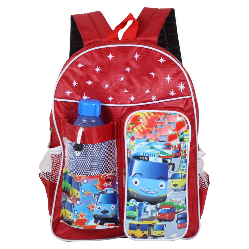 Tas Ransel Anak Botol Little Bus Merah Bagus Backpack Kekinian Keren Tas Sekolah Les Piknik