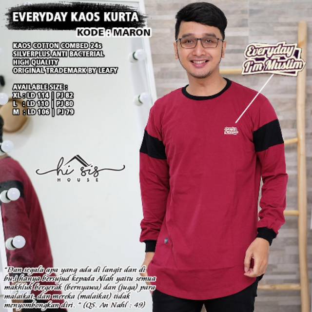 Kaos Pria Lengan Panjang Kombinasi Keren / Kaos Kurta Pria