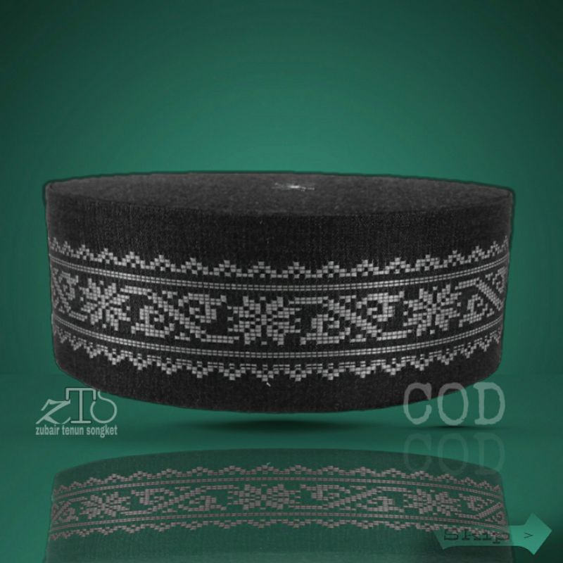 peci sholat Zubair tenun Songket Peci songket kopiah songkok warna hitam silver  pria peci akad