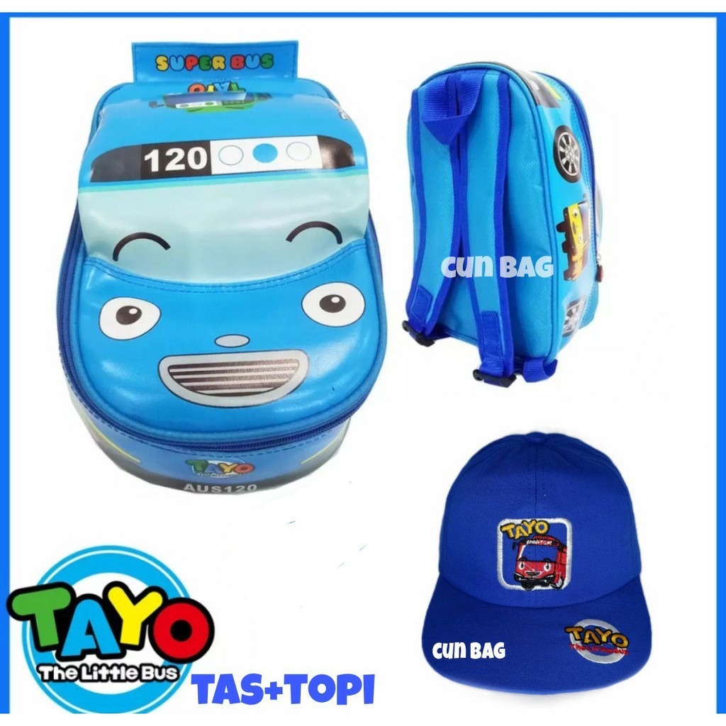 Tas ransel anak Mobil 3D paket tas dan topi