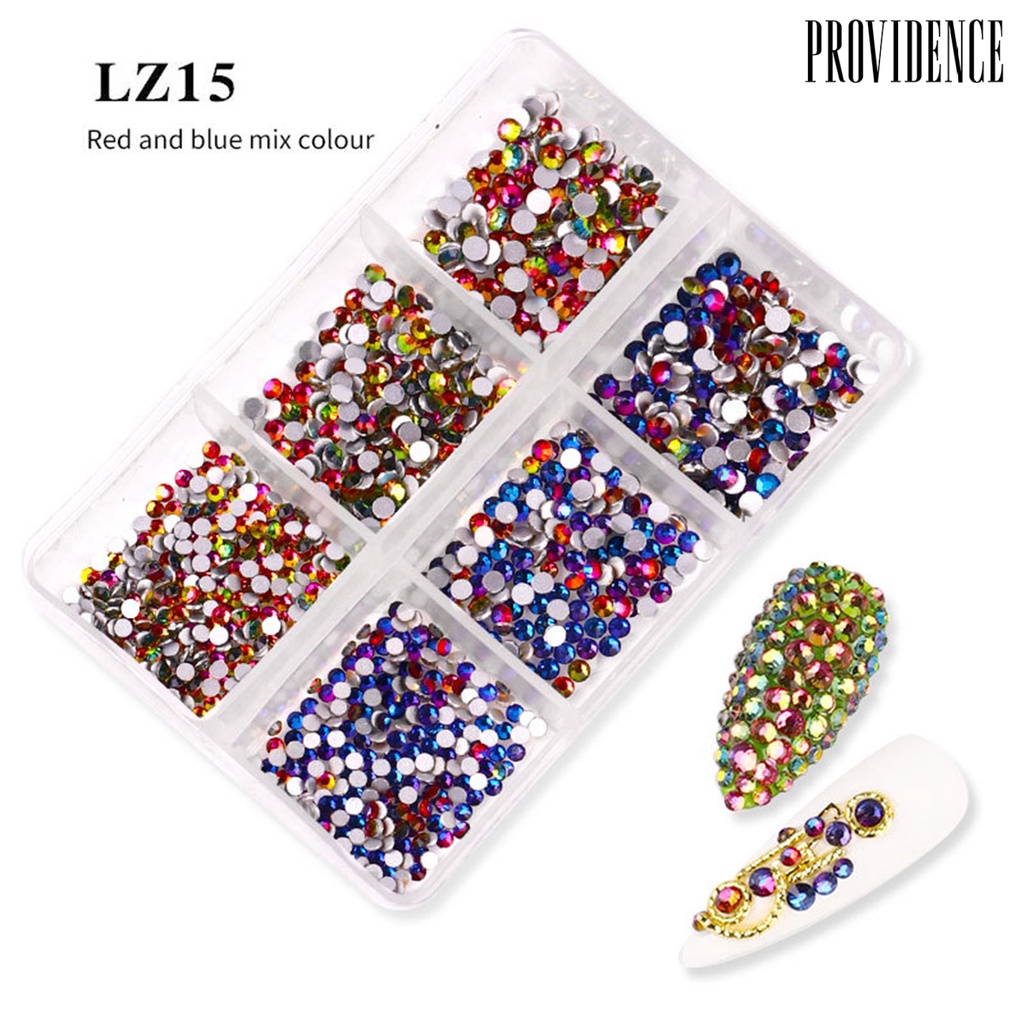 Providence 6 Grids/Box Nail Rhinestone Flat Back Multifunctional Various Shapes Mixed Size AB Nail Art Glitter Decorations for Manicure