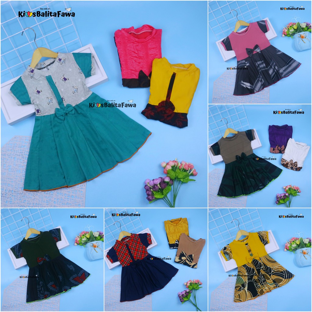 Dress Pita uk 1-2 Tahun / Dres Lengan Anak Perempuan Baju Harian Gaun Pesta Kids Adem Murah