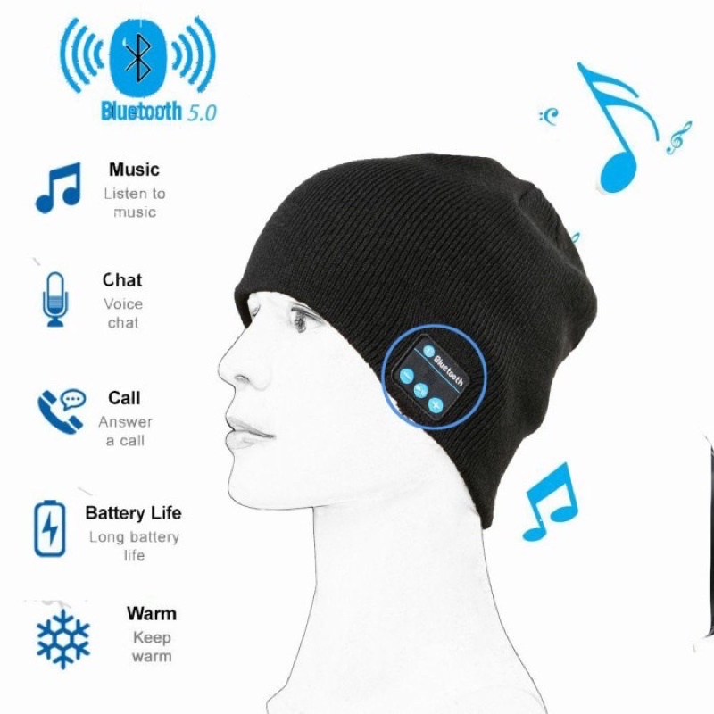 SEN - Topi Kupluk Bluetooth Beanie / Topi Kupluk Beanie Multifungsi Earphone