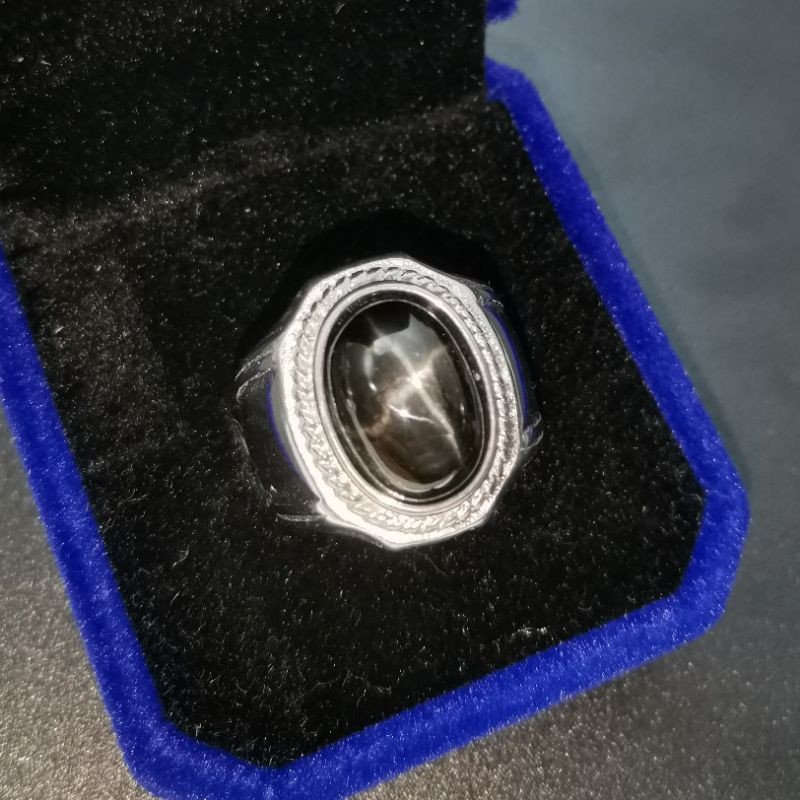 Batu Cincin Nilam Star Natural asli Alam Titanium Ring