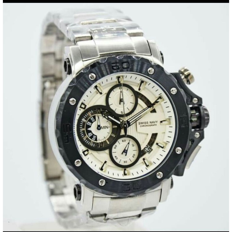 JAM TANGAN PRIA SWISS NAVY 8932MSB STAINLESS STEEL SILVER