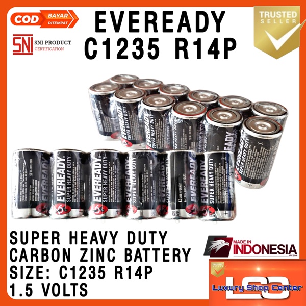 Baterai EVEREADY Size C &amp; D, Hitam Batre Tanggung dan JUMBO ISI 2 PCS