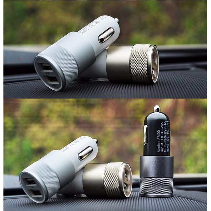 (100% BARANG ORI) Fashion Dual USB Car Charger 2.1A - FM-001