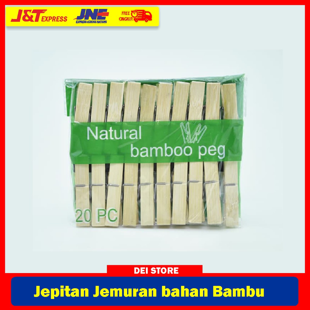 (BISA COD) Jepitan Jemuran Bambu / Penjepit Jemur Pakaian dan Baju Natural bamboo