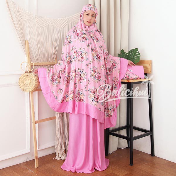 Balicihui Mukena Nadia Pink 2 Mukena Bali Jumbo Mukena Bali Dewasa Mukena Dewasa Jumbo by Balicihui