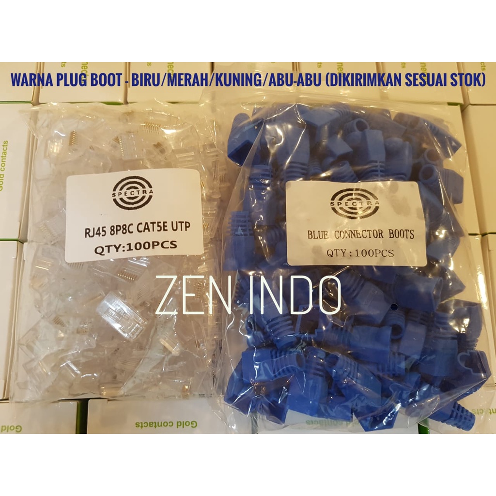 Paket 100pcs RJ45 UTP Cat5e dan plugboot