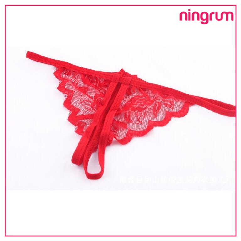 Ningrum Pakaian Dalam Wanita Lingerie Sexy g-string sexy lace transparan open celana dalam panties gstring - 4011