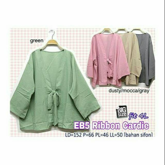 EB5 RIBBON CARDIE JUMBO XXXXL OUTER KARDIGAN BIGSIZE 4XL SIFON POLOS LENGAN PANJANG 4R BUSANA MUSLIM