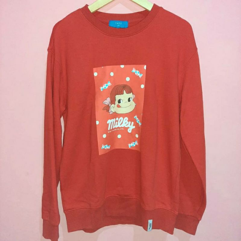 Crewneck Sweater Milky Peko Chan Candy Red