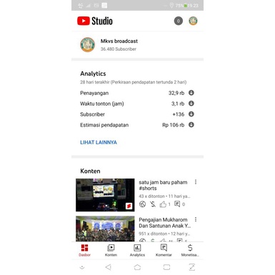 Akun YouTube 36ribu subscriber spaket adsense pin/po