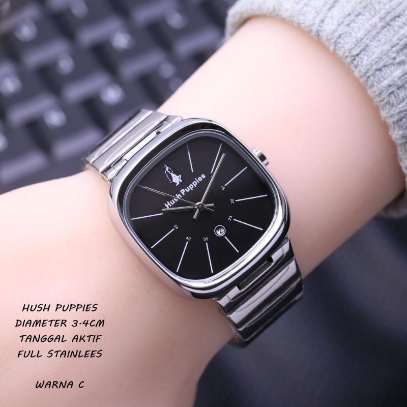 Jam Tangan Wanita / Cewek Hush Puppies Rantai Segi Tanggal Aktif