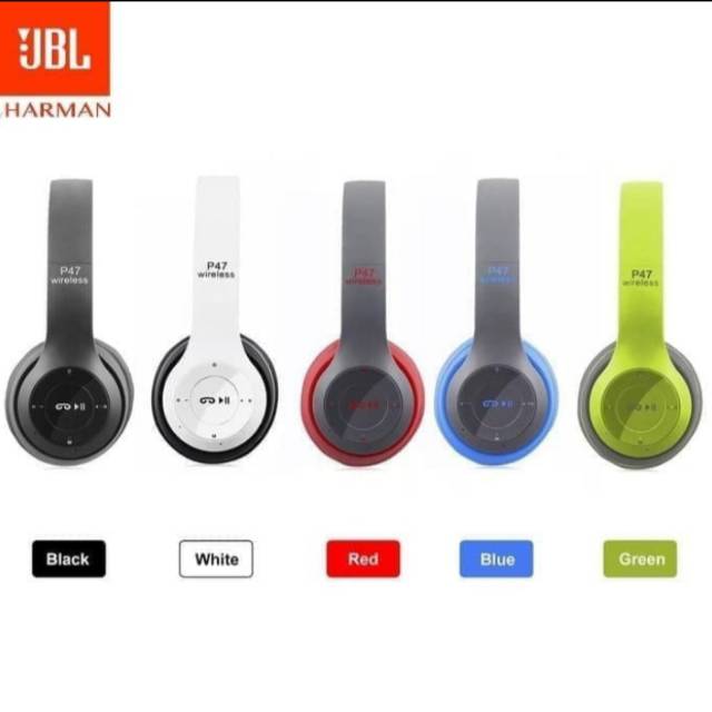 JBL Headphone Bluetooth Wireless P47 Headset JBL P47 Bluetooth Bass keren tk