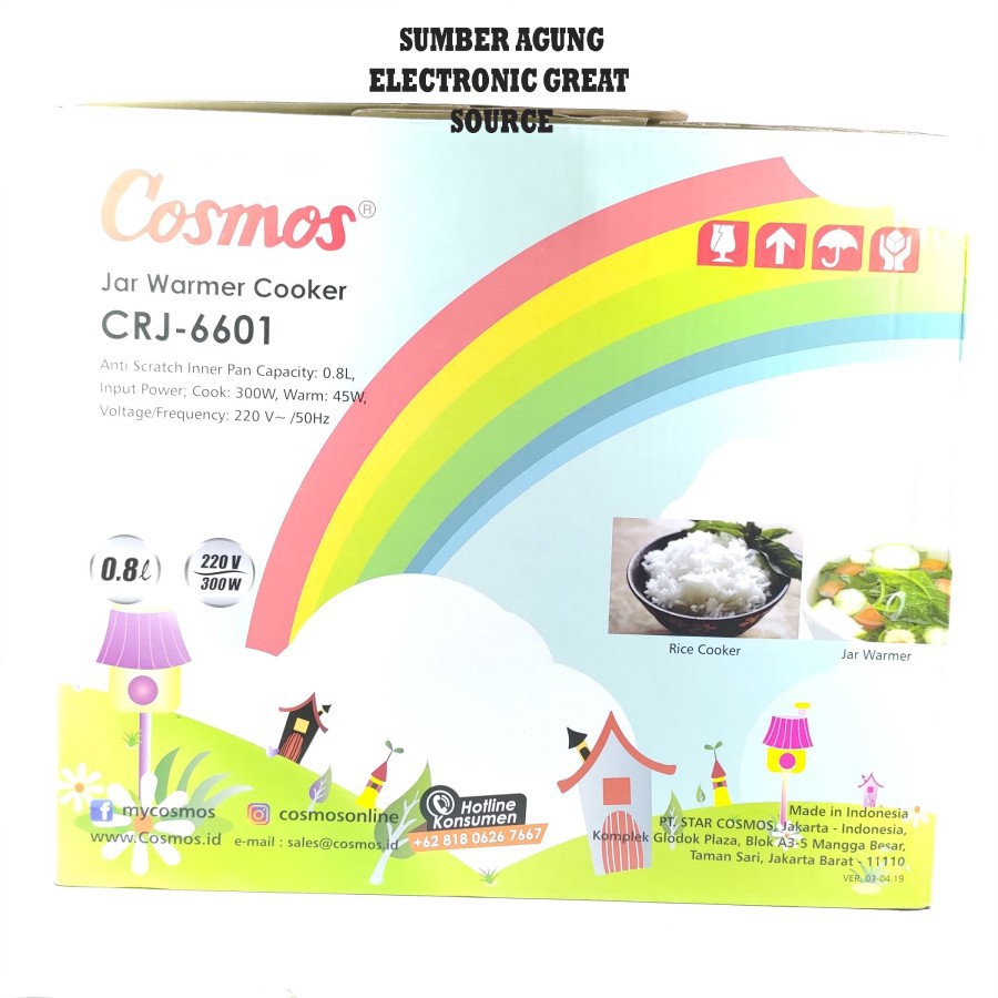 Cosmos CRJ6601 Magic Com Kecil Mini 0.8Liter Anti Gores Harmond 1 2 Or