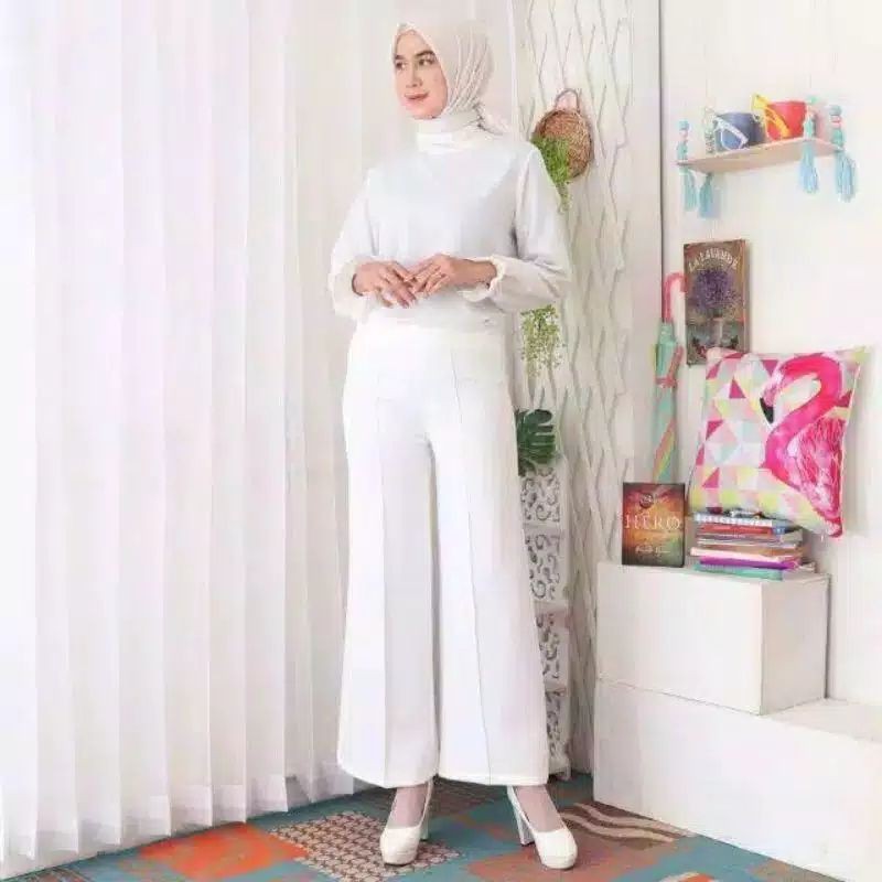 Celana Kulot Cubit Scuba Pant Premium / Kulot Haighwaist Celana Wanita Dewasa Kekinian