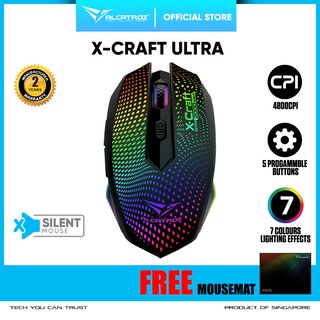 Mouse Gaming Alcatroz X-Craft Ultra Silent Mouse| 4800 CPI | Pulsating Effects [Free mousemat]