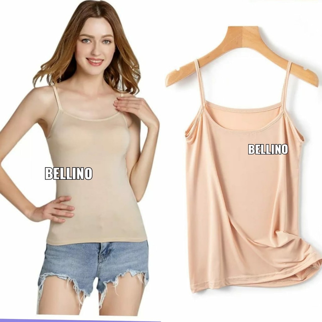 Tanktop Tali Wanita  Strech Tank top Polos  Tangtop Tali Kecil Tentop Cewek Murah Tengtop Warna Cream Murah